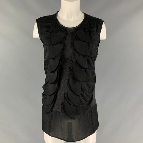 MARNI Size 2 Black Triacetate Ruffled Sleeveless Blouse - Picture 1 of 7